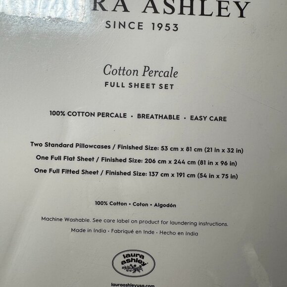 Laura Ashley White Pink Trailing Bows Coquette Full Sheet Set NEW WITH TAG - Picture 5 of 5